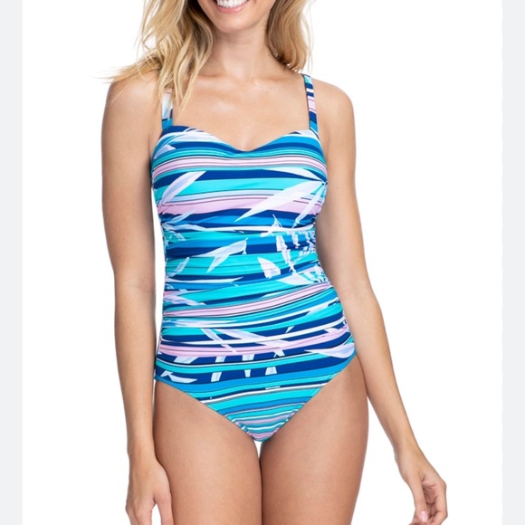 Gottex Other - GOTTEX *Palm Beach* pink blue stripe one piece swimsuit 12D